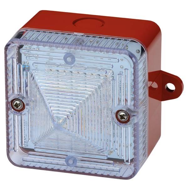 L101XDC024AR.7 E2S L101XDC024AR/C XenonStrobe L101X-A 24vDC [red] 7:CLEAR 5J 1Hz EN54-23 IP66 20-28vDC/AC w/Lugs